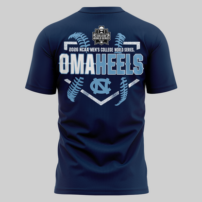 North Carolina Tar Heels 2026 Baseball College World Series Omaheels T-shirt | ZB98
