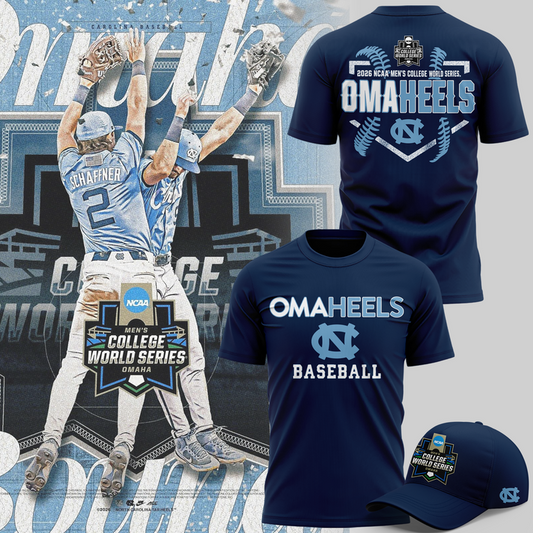 North Carolina Tar Heels 2026 Baseball College World Series Omaheels T-shirt | ZB98