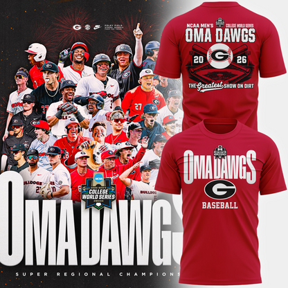 0Georgia Bulldogs 2026 Baseball College World Series OmaDawgs T-shirt | MI53