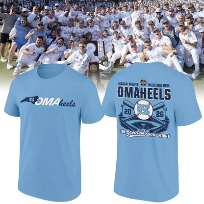 North Carolina Tar Heels 2026 Baseball College World Series Omaheels T-shirt | TT84