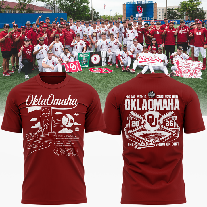 Oklahoma Sooners  2026  Baseball College World Series OKLAOMAHA  T-shirt | VV30