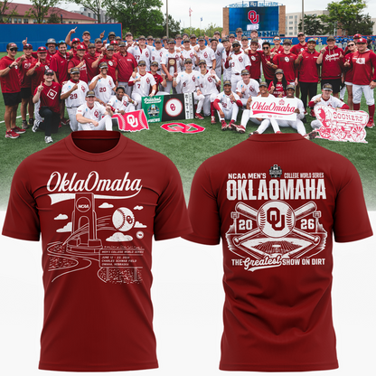 Oklahoma Sooners  2026  Baseball College World Series OKLAOMAHA  T-shirt | VV30