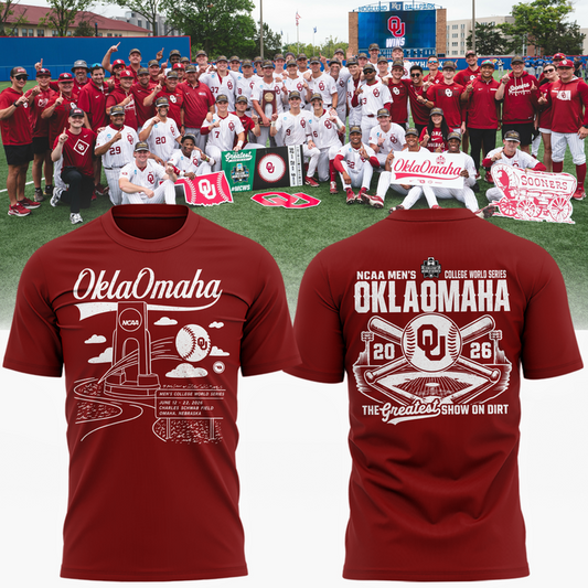 Oklahoma Sooners  2026  Baseball College World Series OKLAOMAHA  T-shirt | VV30