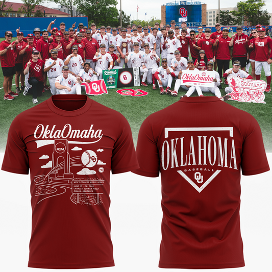 Oklahoma Sooners  2026  Baseball College World Series OKLAOMAHA  T-shirt | LG93