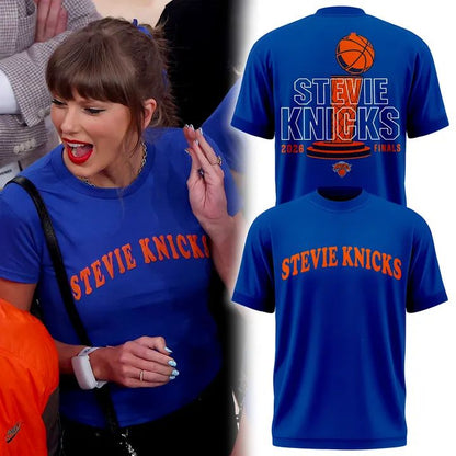 New York Knicks Stevie Knicks 2026 Finals T-Shirt - Blue v2