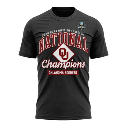 Oklahoma Sooners Charcoal Black 2026 NCAA Division I Baseball National Champions Locker Room T-Shirt