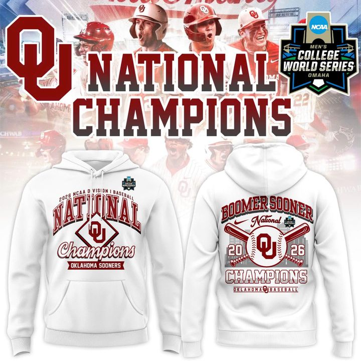 Oklahoma Sooners White 2026 NCAA Division I Baseball National Champions Locker Room Hoodie