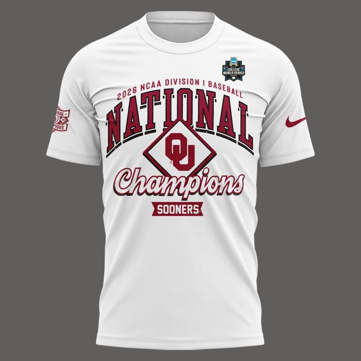 Men's Champion White Oklahoma Sooners 2026 NCAA Baseball Men's College World Series Champions Locker Room T-Shirt