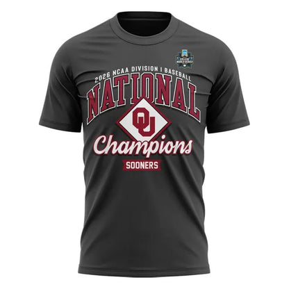 Champion Crimson Oklahoma Sooners 2026 NCAA Baseball Men's College World Series Champions Locker Room T-Shirt