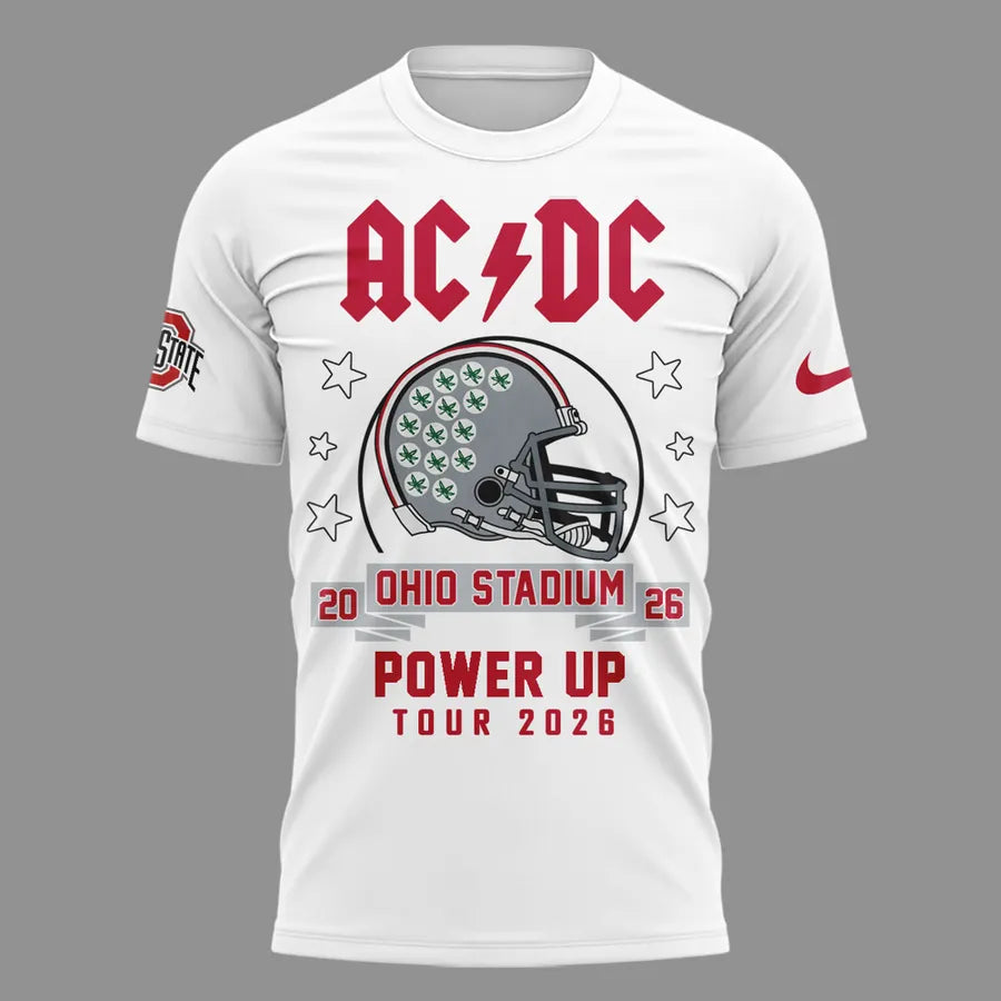 Special Edition AC/DC x Ohio State Buckeyes Football Power Up Tour 2026 T-Shirt