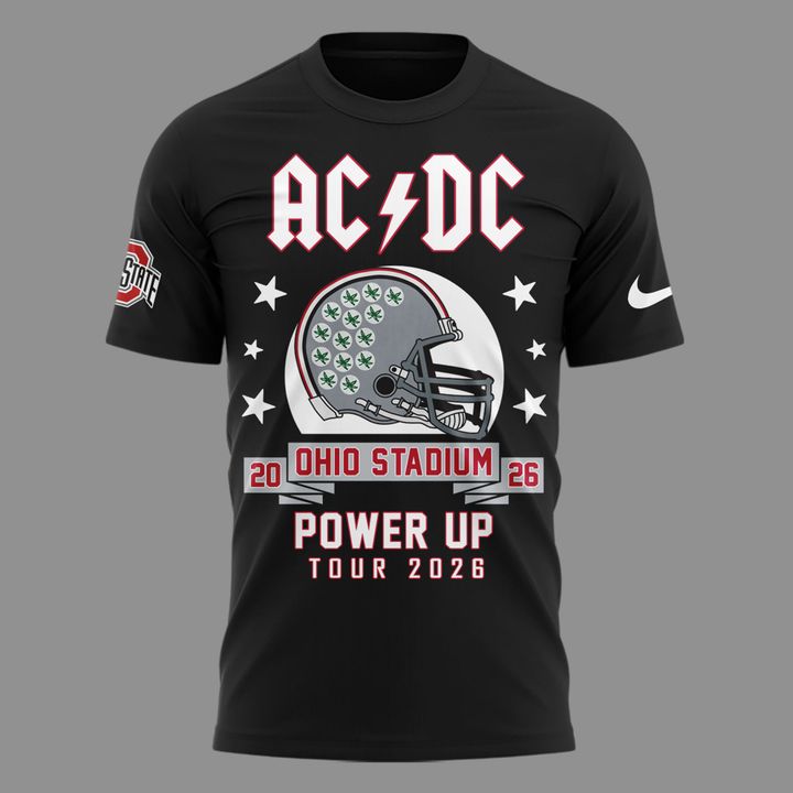 Limited Edition AC/DC x Ohio State Buckeyes Football Power Up Tour 2026 T-Shirt