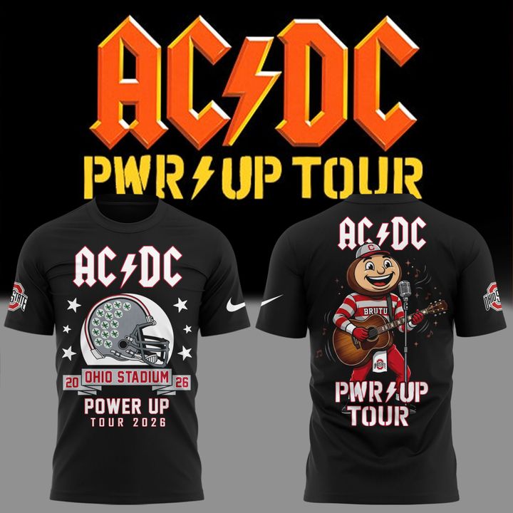 Limited Edition AC/DC x Ohio State Buckeyes Football Power Up Tour 2026 T-Shirt