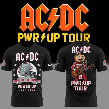 Limited Edition AC/DC x Ohio State Buckeyes Football Power Up Tour 2026 T-Shirt