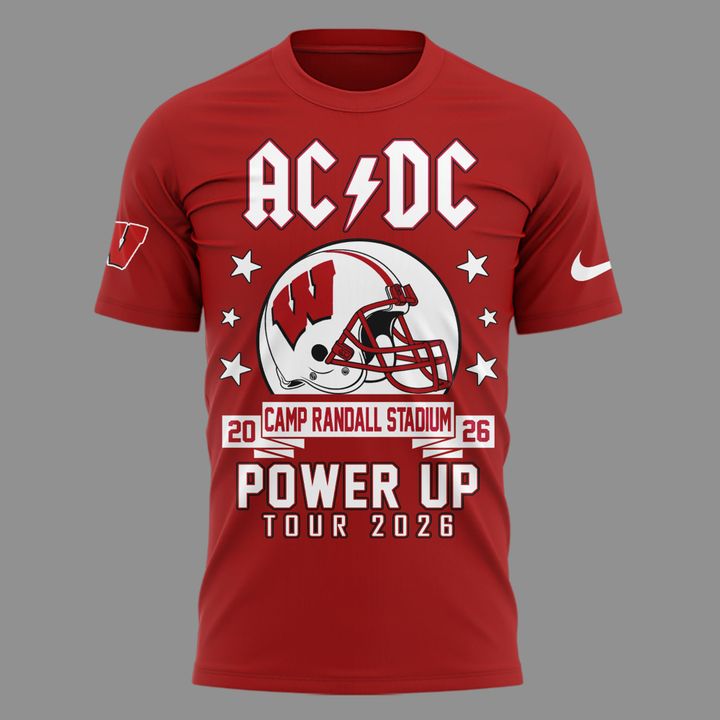 AC/DC x Wisconsin Badgers Football Power Up Tour 2026 T-Shirt
