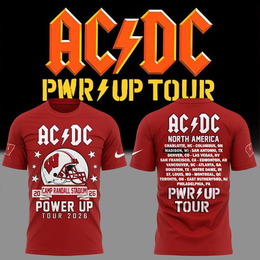 Exclusive AC/DC x Wisconsin Badgers Football - Power Up Tour 2026 T-Shirt