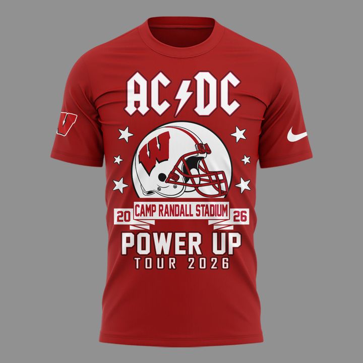 Exclusive AC/DC x Wisconsin Badgers Football - Power Up Tour 2026 T-Shirt