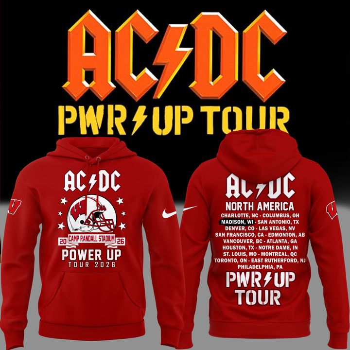 Perfect Hoodie AC/DC x Wisconsin Badgers Football - Power Up Tour 2026 Hoodie