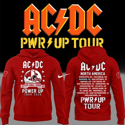Perfect Hoodie AC/DC x Wisconsin Badgers Football - Power Up Tour 2026 Hoodie