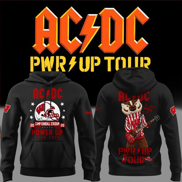 Special Edition AC/DC x Wisconsin Badgers Football Power Up Tour 2026 Hoodie