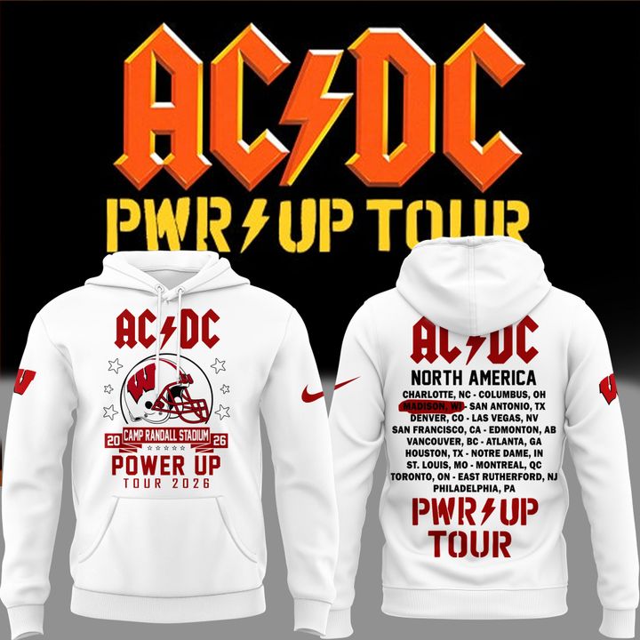 Perfect Hoodie AC/DC x Wisconsin Badgers Football - Power Up Tour 2026 Hoodie | BM66