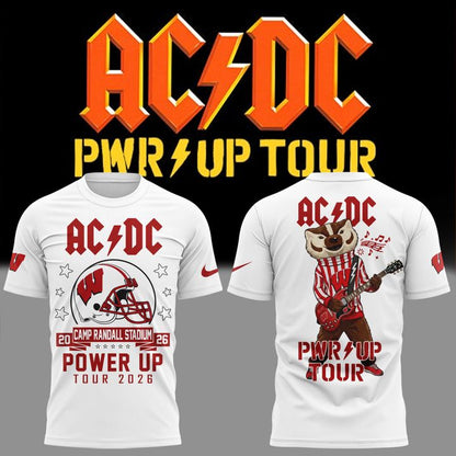 Special Edition AC/DC x Wisconsin Badgers Football Power Up Tour 2026 T-Shirt