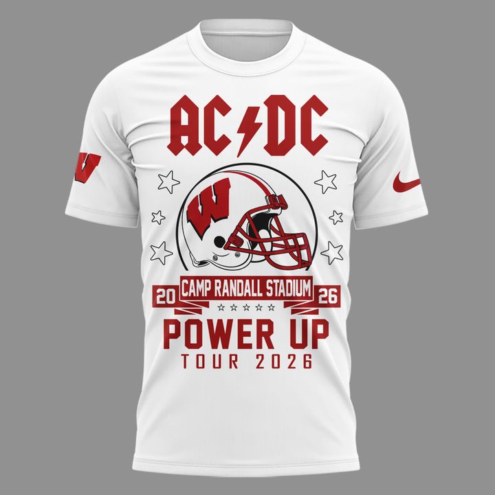 Special Edition AC/DC x Wisconsin Badgers Football Power Up Tour 2026 T-Shirt