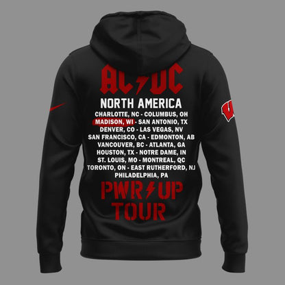 Perfect 2026 Power Up Tour AC/DC x Wisconsin Badgers Football Hoodie