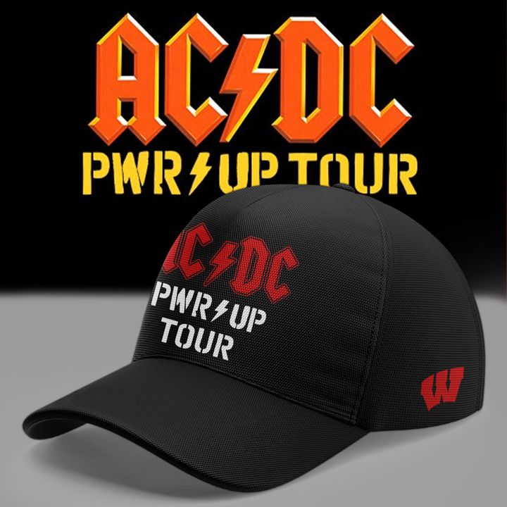 Perfect Black Cap AC/DC x Wisconsin Badgers Football - Power Up Tour 2026 Cap