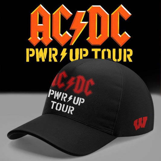 Perfect Black Cap AC/DC x Wisconsin Badgers Football - Power Up Tour 2026 Cap