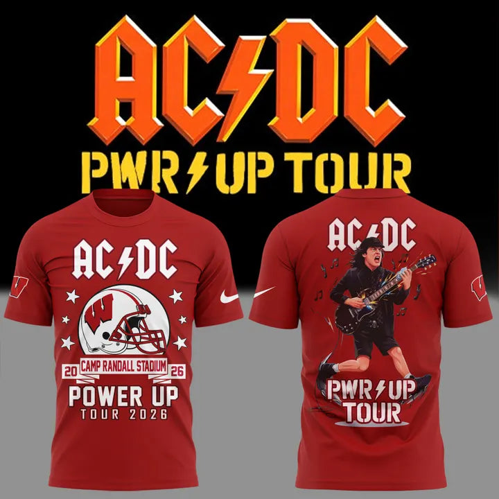 AC/DC x Wisconsin Badgers Football Power Up Tour 2026 T-Shirt