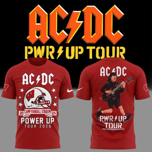 AC/DC x Wisconsin Badgers Football Power Up Tour 2026 T-Shirt