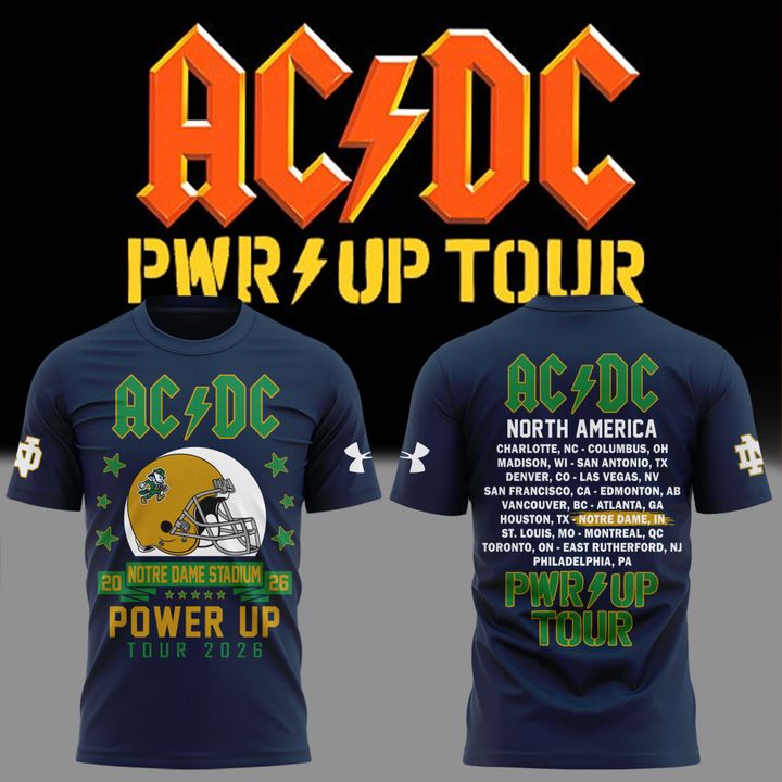 New Perfect Tshirt AC/DC x Notre Dame Football - Power Up Tour 2026 T-Shirt