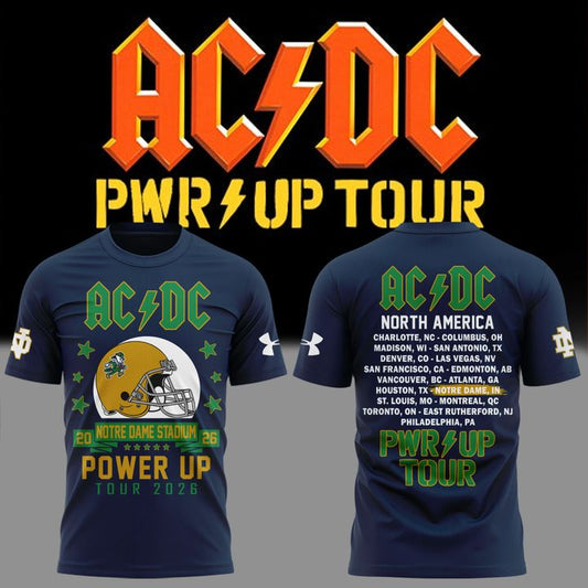 New Perfect Tshirt AC/DC x Notre Dame Football - Power Up Tour 2026 T-Shirt