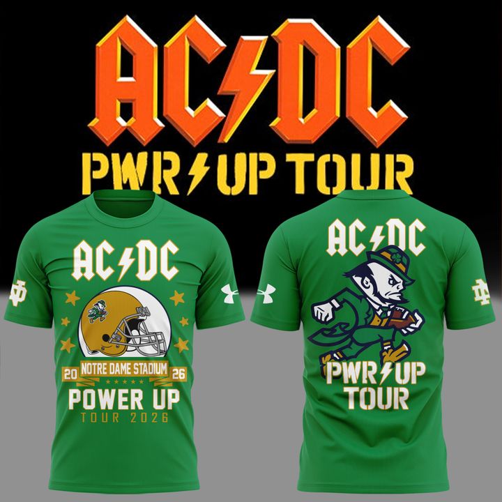 Exclusive AC/DC x Notre Dame Football - Power Up Tour 2026 TShirt