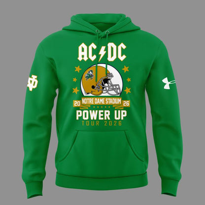 Limited Hoodie Power Up Tour 2026 - AC/DC x Notre Dame Football Hoodie