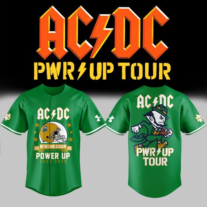 Special Power Up Tour 2026 - AC/DC x Notre Dame Baseball Jersey