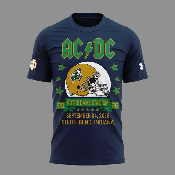 Limited Edition AC/DC x Notre Dame Football Power Up Tour 2026 TShirt