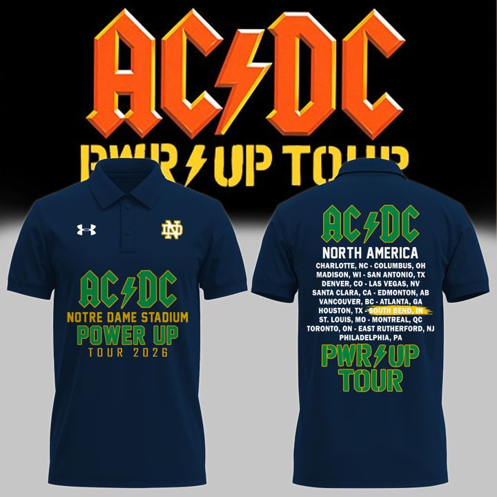 Special AC/DC x Notre Dame Football - Power Up Tour 2026 Polo Shirt