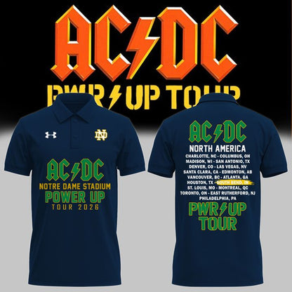 Special AC/DC x Notre Dame Football - Power Up Tour 2026 Polo Shirt