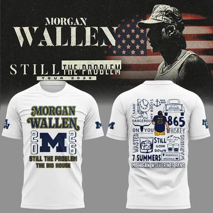 Morgan Wallen x Michigan Football Still The Problem Tour 2026 Limited Shirt v7 | JK53