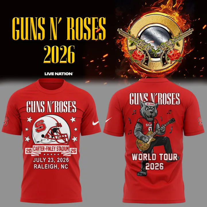 Exclusive Shirt Guns N' Roses x NC State Football - World Tour 2026 T-Shirt | EK28