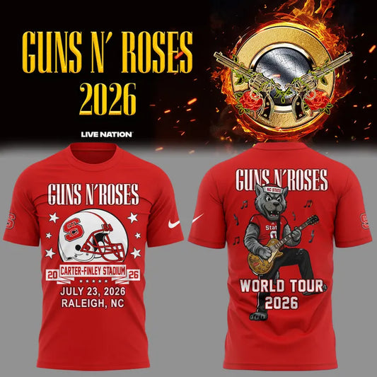 Exclusive Shirt Guns N' Roses x NC State Football - World Tour 2026 T-Shirt | EK28