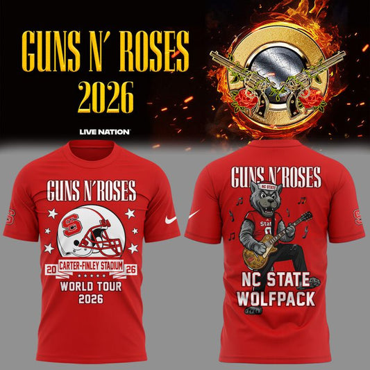 Exclusive Shirt Guns N' Roses x NC State Football - World Tour 2026 T-Shirt | UT19