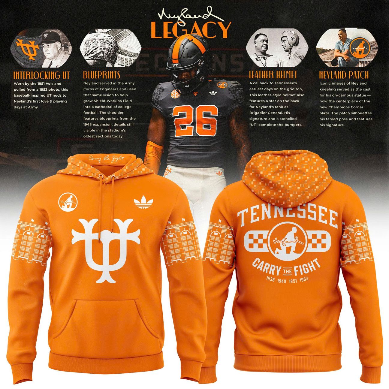 Tennessee Volunteers Neyland Legacy Orange Hoodie | QL48