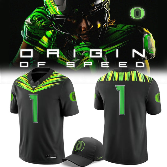 Unisex Black Oregon Football Origin of Speed New Uniform Football Jersey (Custom)
