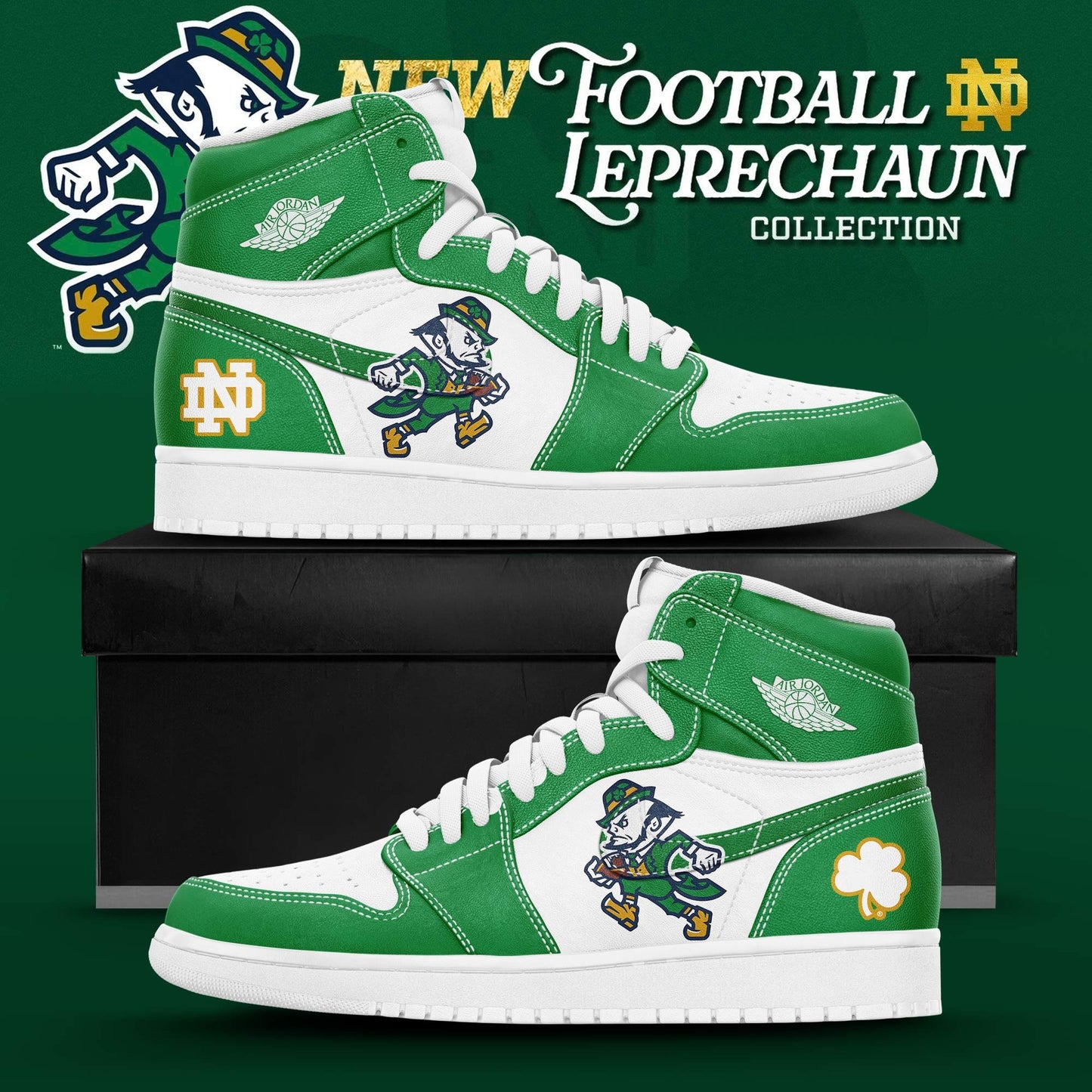 Notre Dame Fighting Irish Football Leprechaun New Sneaker Air Jordan 1