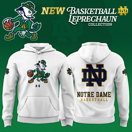 Notre Dame Fighting Irish Basketball Leprechaun Limited Editions Hoodie - White