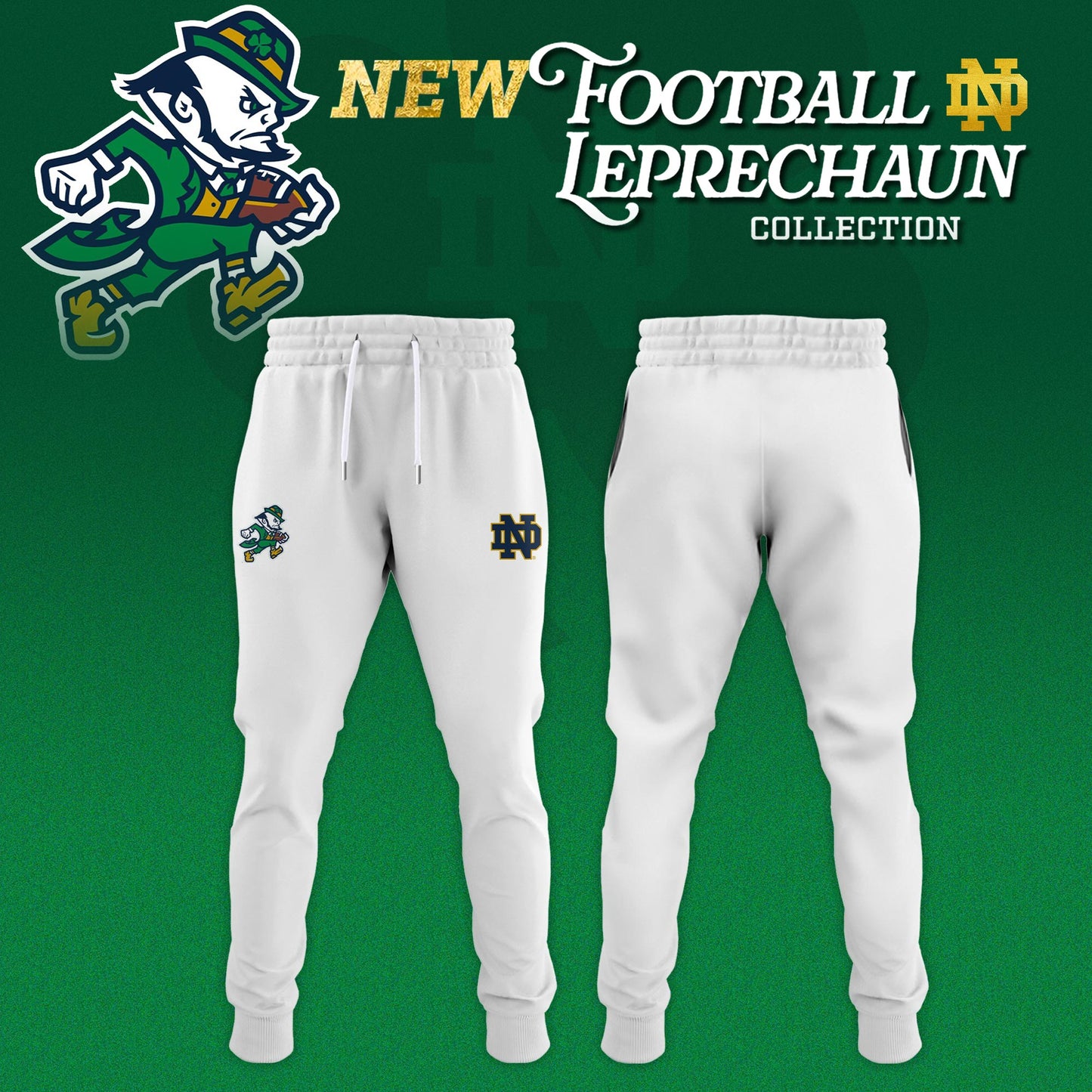 Notre Dame Fighting Irish Football Leprechaun Limited Editions Hoodie - White