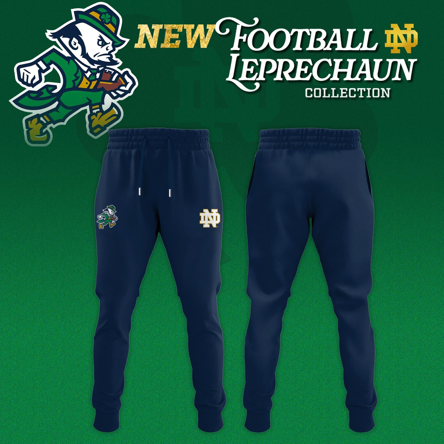 Notre Dame Fighting Irish Football Leprechaun Limited Editions Hoodie - Navy