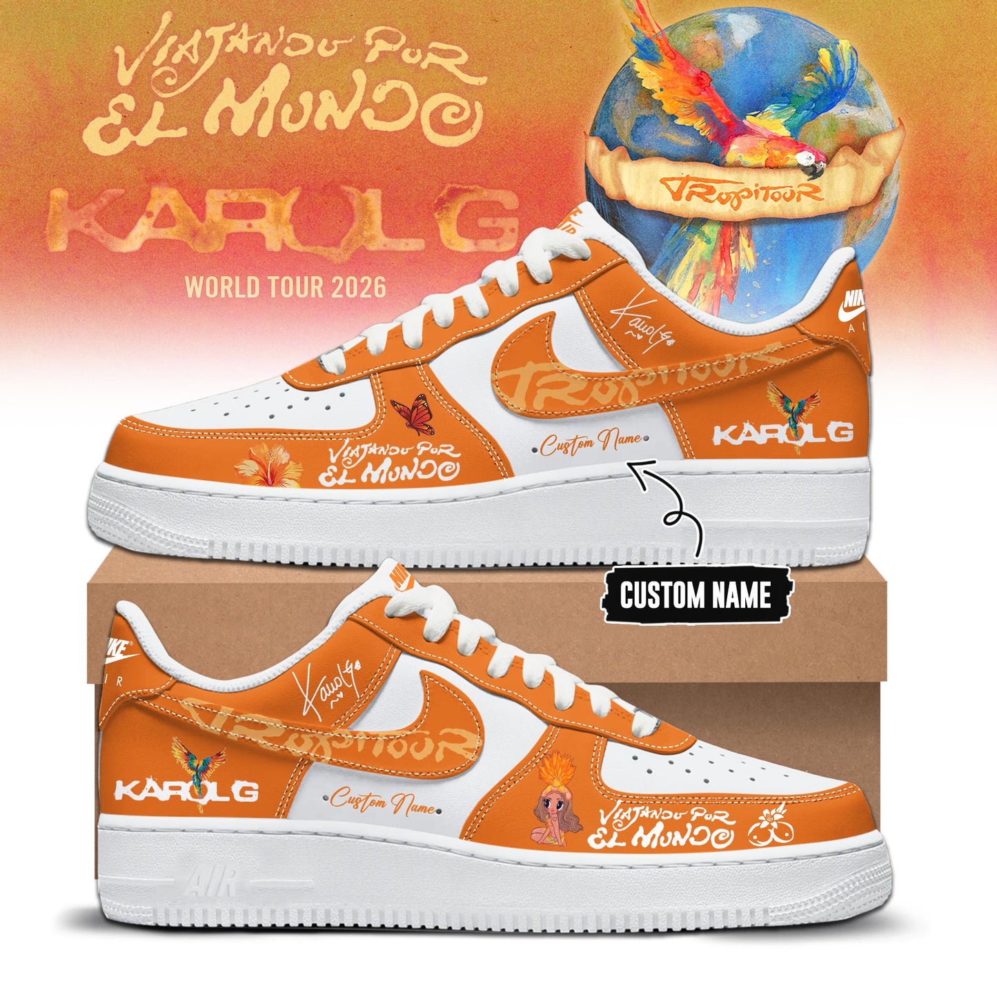 Karol G - Viajando Por El Mundo Tropitour 2026 Limited Edition AF1 Sneakers | QZ86